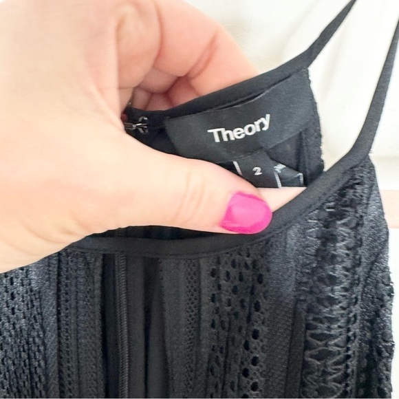 NWT Theory Pleated Midi Dress Black Mod Lace Size 2 - Picture 5 of 8